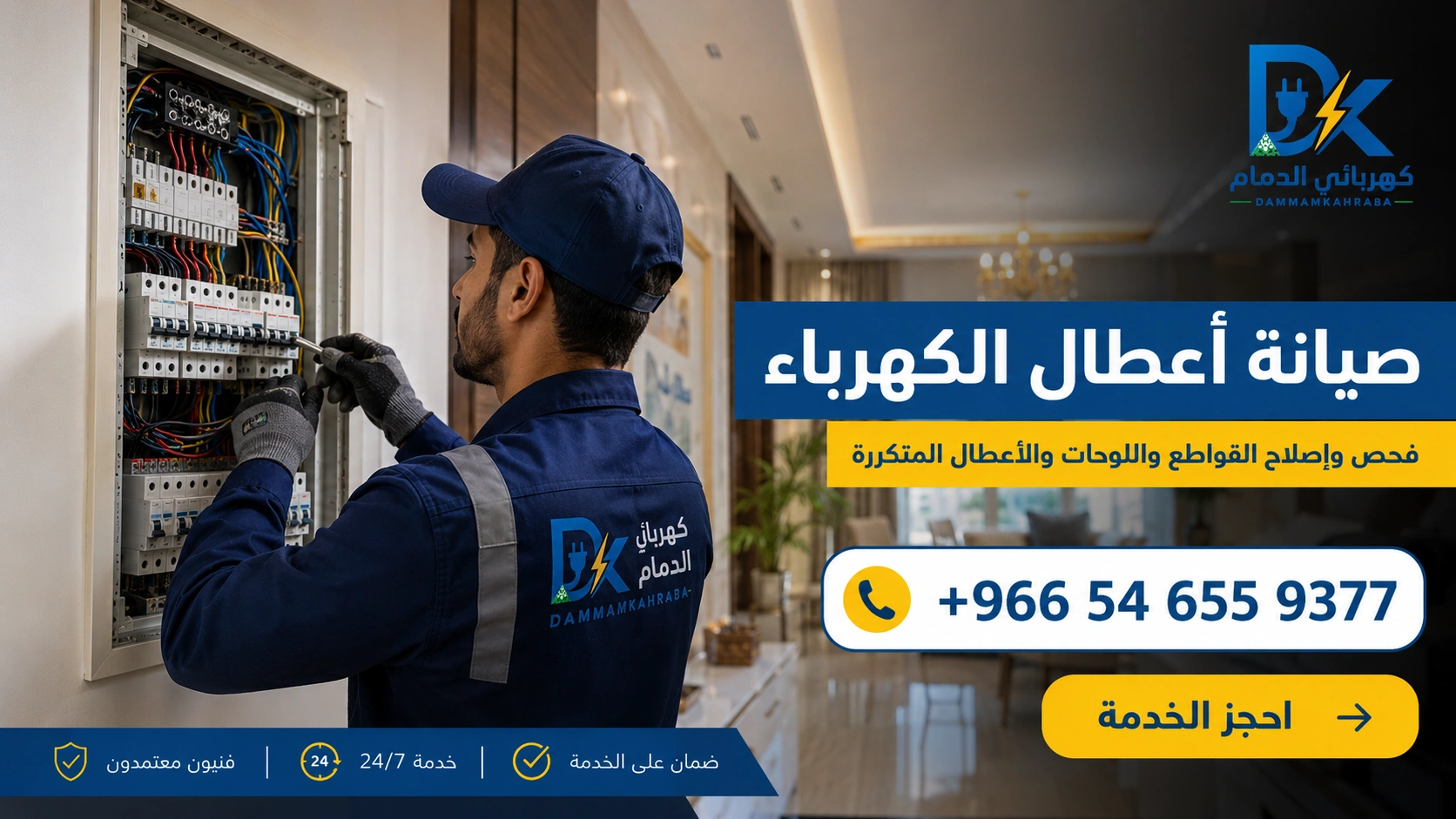 شركة صيانة كهرباء في الدمام - فحص فيش متضرر قبل إصلاح العطل الكهربائي