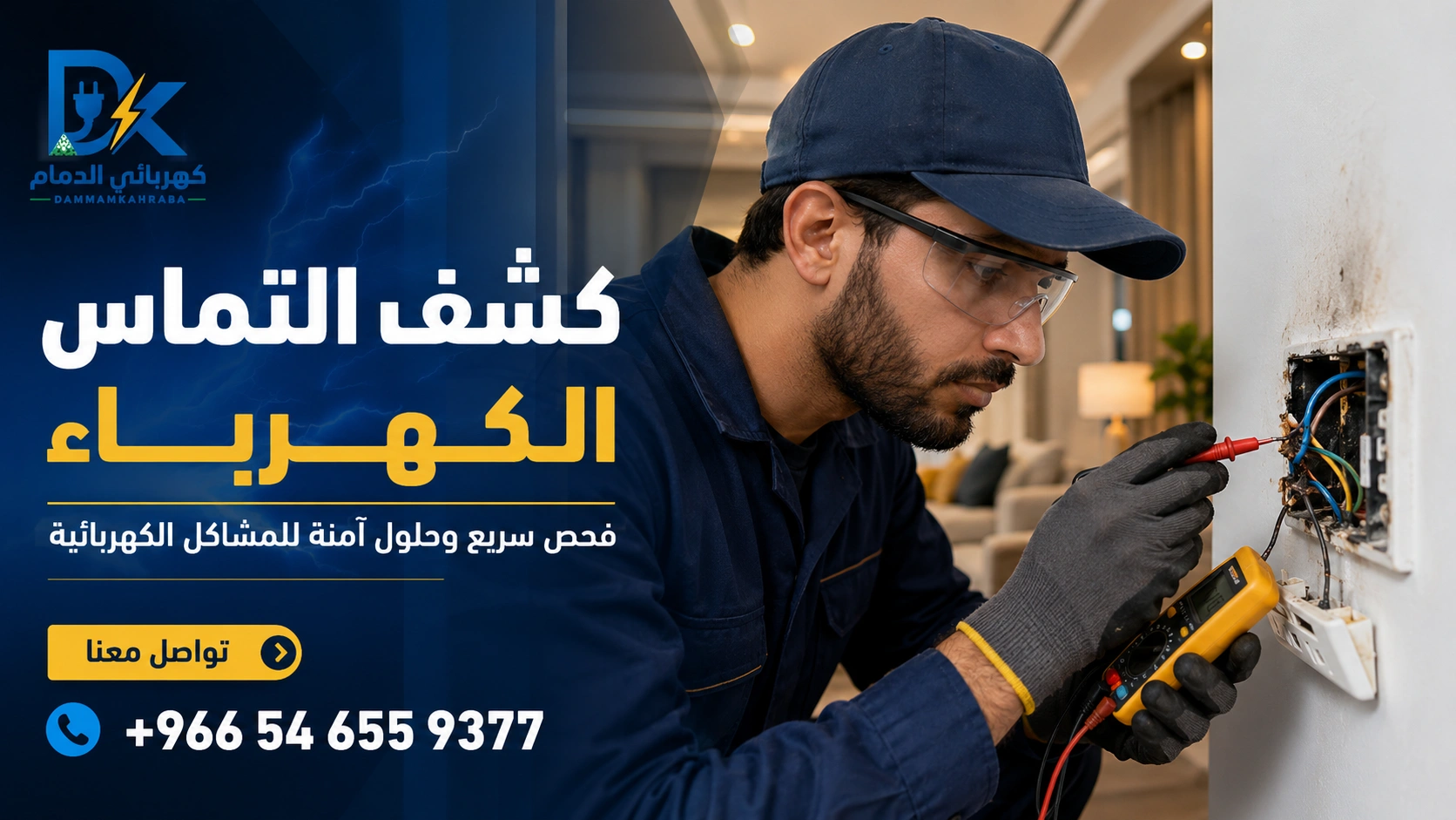 شركة صيانة كهرباء في الدمام - فحص تمديدات كهربائية في موقع تشطيب
